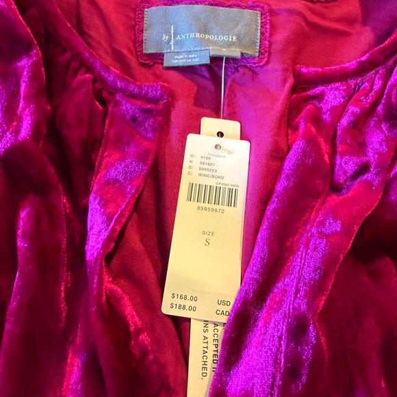 NWT Anthropologie Somerset Velvet Mini Dress in Deep Wine Women’s Small - Picture 6 of 7